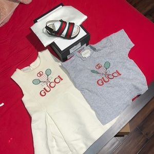 Authentic Gucci shoes, dress and t-shirt! Selling as a bundle.